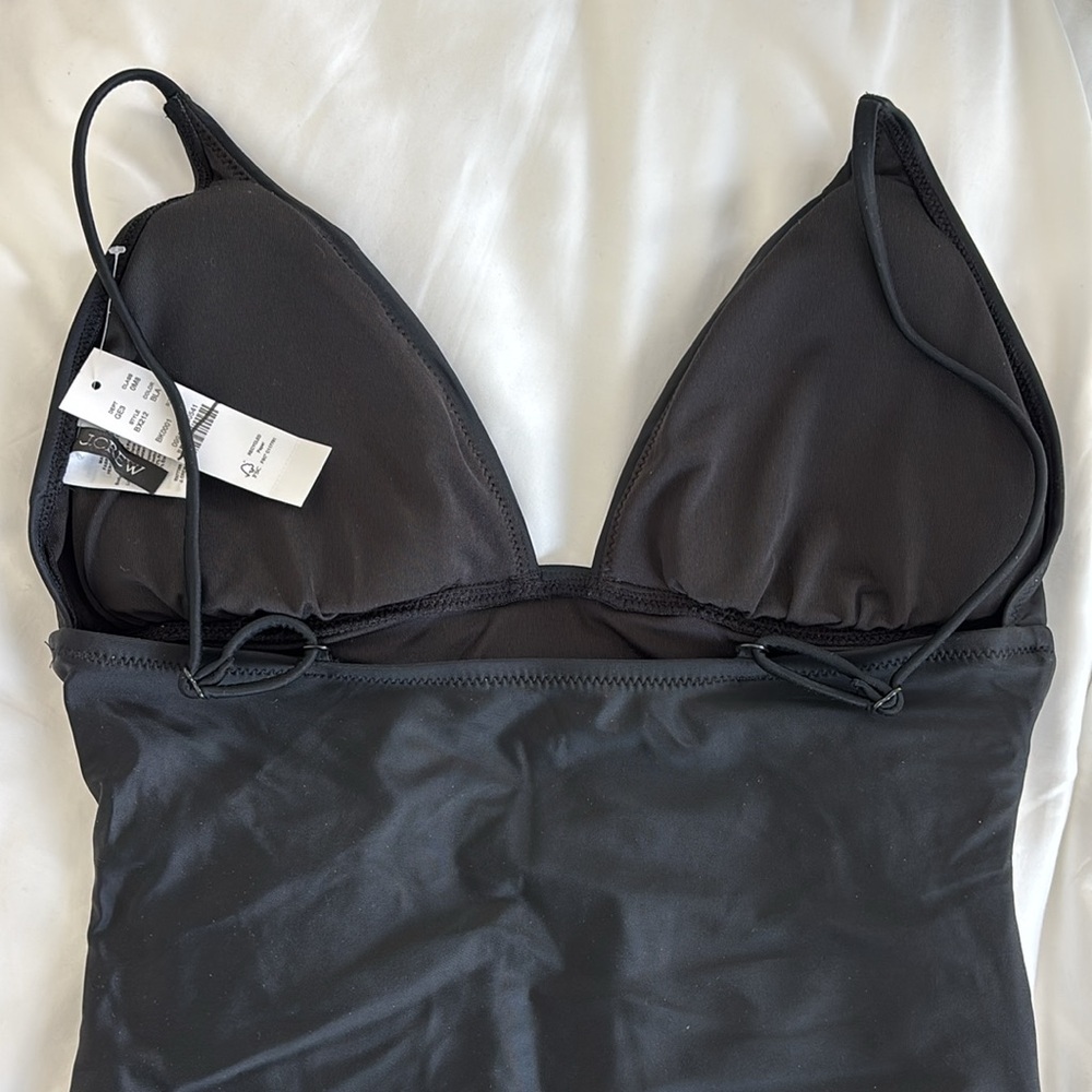 NWT J. Crew Black Ruched plunge one-piece swimsuit - Picture 9 of 11